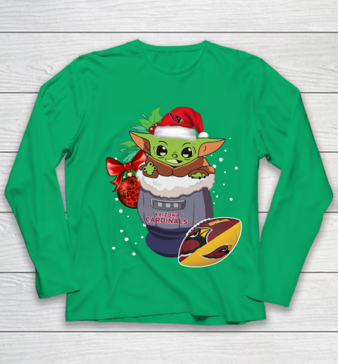 Arizona Cardinals Christmas Baby Yoda Star Wars Funny Happy NFL Youth Long Sleeve 6