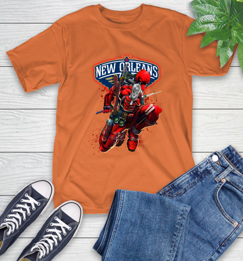 NBA Deadpool Marvel Comics Sports Basketball New Orleans Pelicans T-Shirt 5