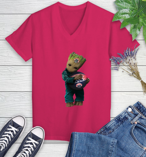 NBA Groot Guardians Of The Galaxy Basketball Sports Washington Wizards Women's V-Neck T-Shirt 9