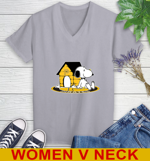 MLB Baseball Pittsburgh Pirates Snoopy The Peanuts Movie Shirt Women's V-Neck T-Shirt 5