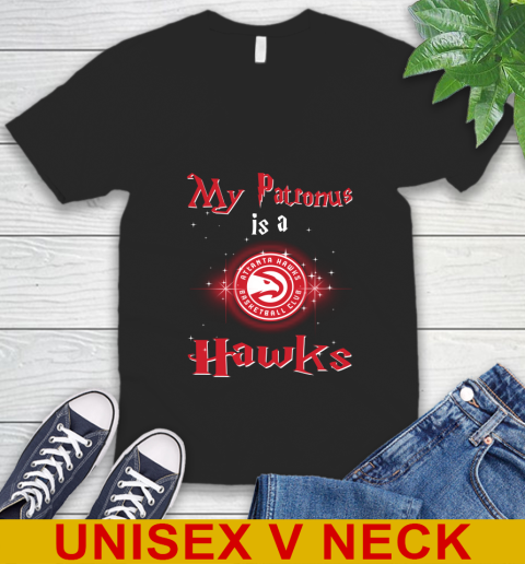 NBA Basketball Harry Potter My Patronus Is A Atlanta Hawks V-Neck T-Shirt