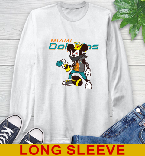 Miami Dolphins NFL Football Mickey Peace Sign Sports Long Sleeve T-Shirt