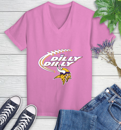 NFL Minnesota Vikings Dilly Dilly Football Sports Women's V-Neck T-Shirt 14