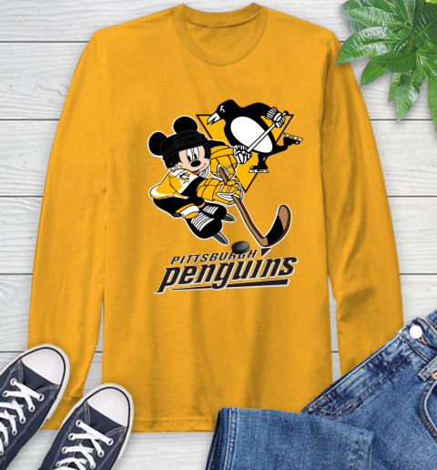 NHL Pittsburgh Penguins Mickey Mouse Disney Hockey T Shirt Long Sleeve T-Shirt 3