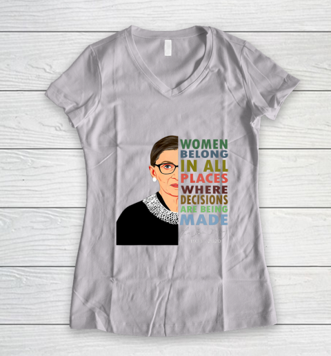RBG Women Belong In All Places Ruth Bader Ginsburg Women's V-Neck T-Shirt