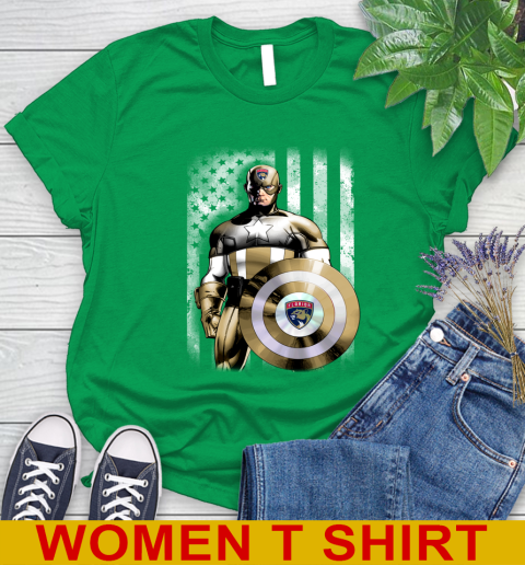 Florida Panthers NHL Hockey Captain America Marvel Avengers American Flag Shirt Women's T-Shirt 7