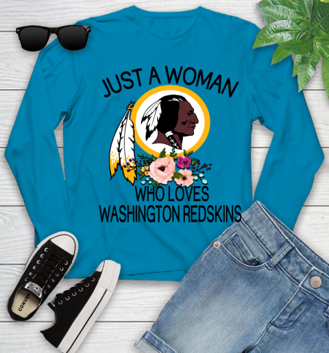 NFL Just A Woman Who Loves Washington Redskins Football Sports Youth Long Sleeve 5