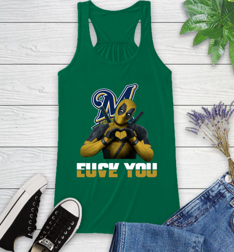 MLB Milwaukee Brewers Deadpool Love You Fuck You Baseball Sports Racerback Tank 6