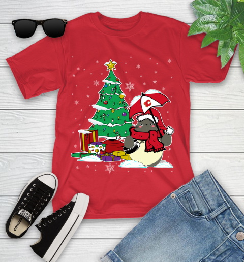Calgary Flames NHL Hockey Cute Tonari No Totoro Christmas Sports Youth T-Shirt 13