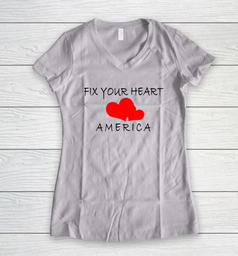 FIX YOUR HEART AMERICA Women's V-Neck T-Shirt