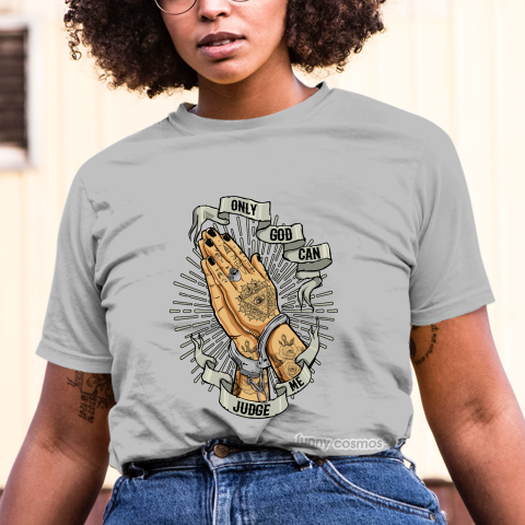 Air Jordan 1 Shadow matching sneaker tshirt Only God Can Judge Me Gray and Black Jordan Tshirt