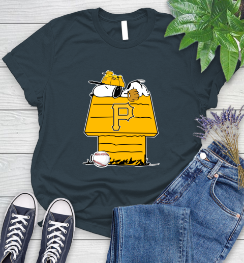 MLB Pittsburgh Pirates Snoopy Woodstock The Peanuts Movie Baseball T Shirt Women's T-Shirt 8