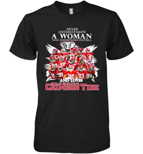 Never Underestimate A Woman Who Understands Football And Loves Alabama Crimson Tide Symbol Elephant Premium Men's T-Shirt