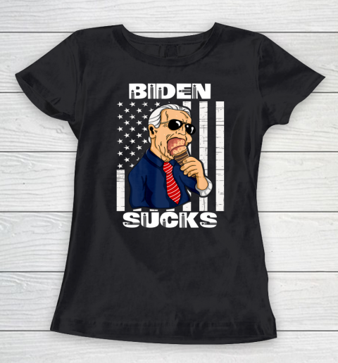 Biden Sucks Shirt American Flag Anti Biden Ice Cream Women's T-Shirt