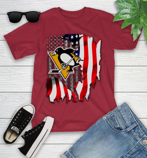 Pittsburgh Penguins NHL Hockey American Flag Youth T-Shirt 14