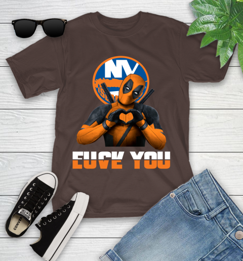 NHL New York Islanders Deadpool Love You Fuck You Hockey Sports Youth T-Shirt 7