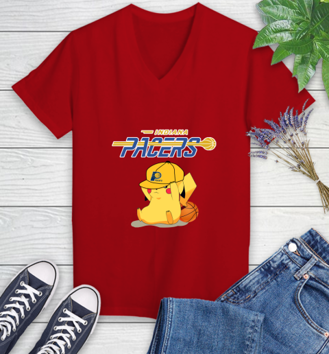 NBA Pikachu Basketball Sports Indiana Pacers Women's V-Neck T-Shirt 12