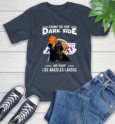 NBA Come To The Dark Side We Have Los Angeles Lakers Star Wars Darth Vader Basketball T-Shirt 3