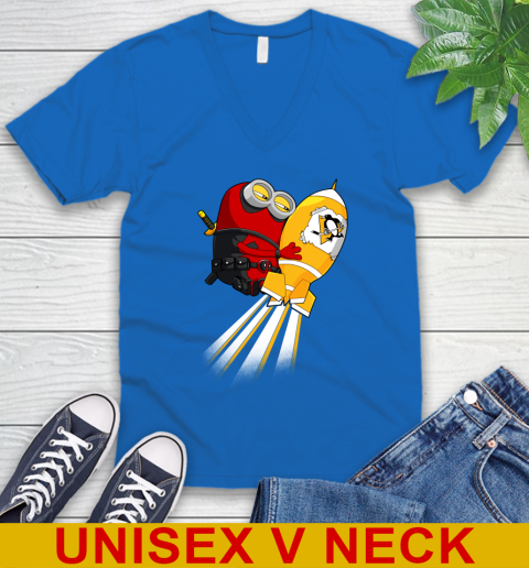 NHL Hockey Pittsburgh Penguins Deadpool Minion Marvel Shirt V-Neck T-Shirt 5