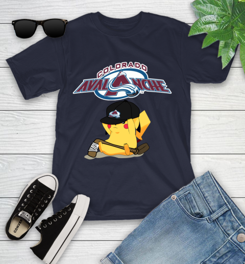 NHL Pikachu Hockey Sports Colorado Avalanche Youth T-Shirt 3
