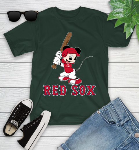 MLB Baseball Boston Red Sox Cheerful Mickey Mouse Shirt Youth T-Shirt 5