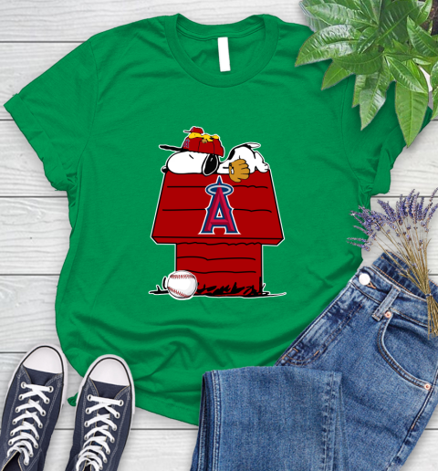 MLB Los Angeles Angels Snoopy Woodstock The Peanuts Movie Baseball T Shirt Women's T-Shirt 6