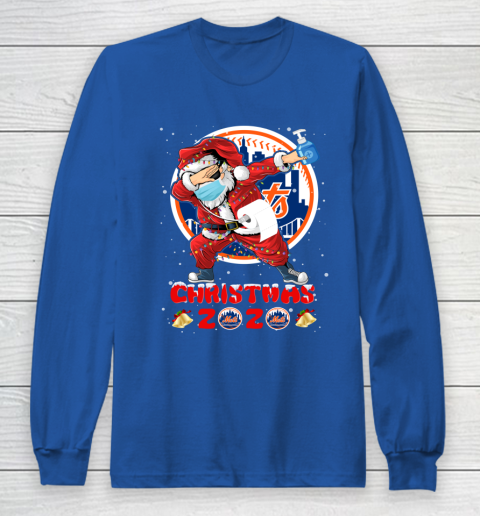 New York Mets Funny Santa Claus Dabbing Christmas 2020 MLB Long Sleeve T-Shirt 6