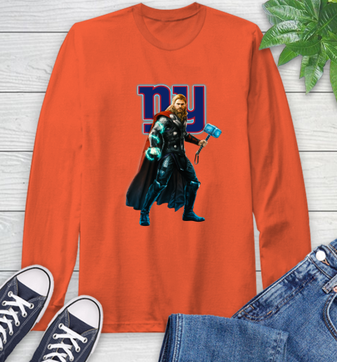 NFL Thor Avengers Endgame Football New York Giants Long Sleeve T-Shirt 5