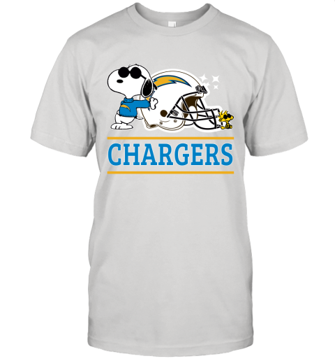The Los Angeles Chargers Joe Cool And Woodstock Snoopy Mashup Unisex Jersey Tee