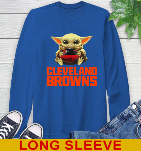 NFL Football Cleveland Browns Baby Yoda Star Wars Shirt Long Sleeve T-Shirt 9