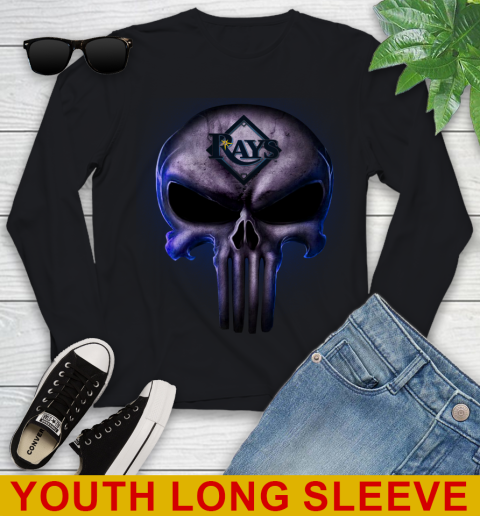 Tampa Bay Rays MLB Baseball Punisher Skull Sports Youth Long Sleeve