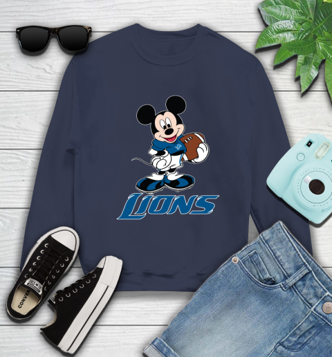 NFL Football Detroit Lions Cheerful Mickey Mouse Shirt Sweatshirt 3