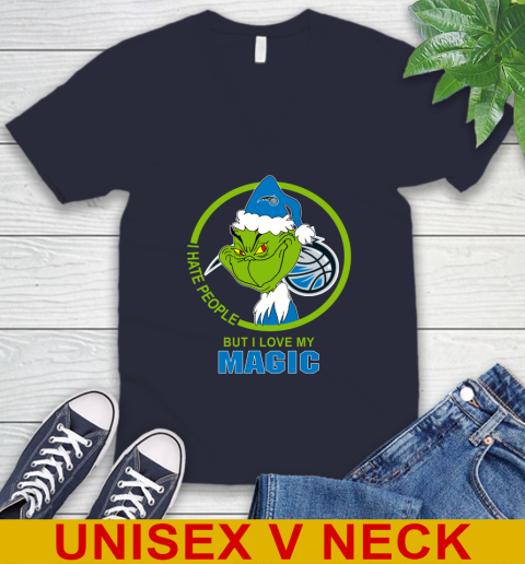 Orlando Magic NBA Christmas Grinch I Hate People But I Love My Favorite Basketball Team V-Neck T-Shirt 3