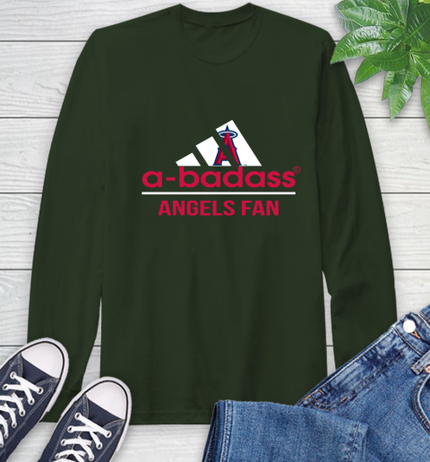 MLB A Badass Los Angeles Angels Fan Adidas Baseball Sports Long Sleeve T-Shirt 7