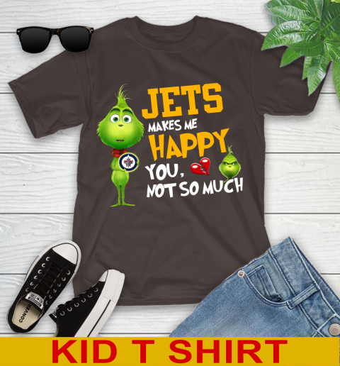 NHL Winnipeg Jets Makes Me Happy You Not So Much Grinch Hockey Sports Youth T-Shirt 6