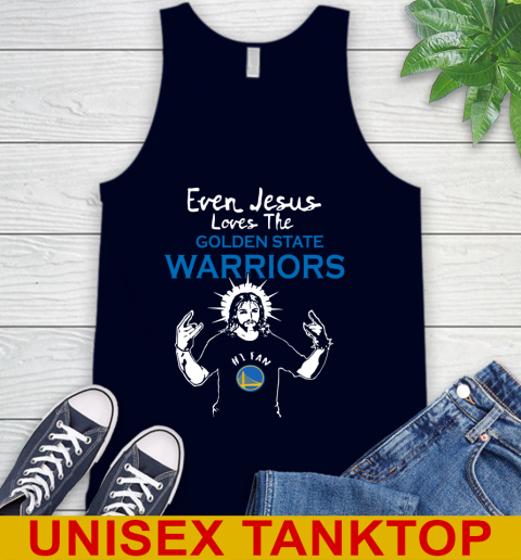 Golden State Warriors NBA Basketball Even Jesus Loves The Warriors Shirt Tank Top 2