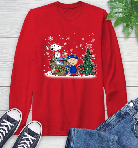 NHL New York Rangers Snoopy Charlie Brown Woodstock Christmas Stanley Cup Hockey Long Sleeve T-Shirt 11