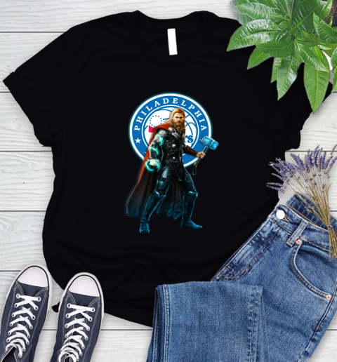 NBA Thor Avengers Endgame Basketball Philadelphia 76ers Women's T-Shirt 2