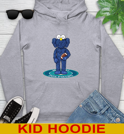 NFL Football Miami Dolphins Kaws Bff Blue Figure Shirt Youth Hoodie 6