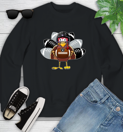 Oakland Raiders Turkey Thanksgiving Day Youth Sweatshirt 2