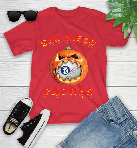 MLB San Diego Padres Halloween Pumpkin Baseball Sports Youth T-Shirt 10