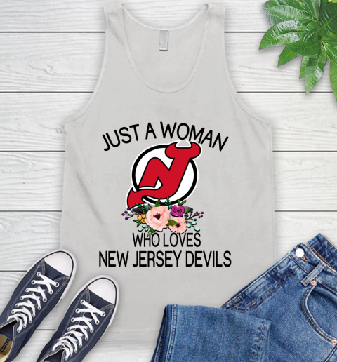NHL Just A Woman Who Loves New Jersey Devils Hockey Sports Tank Top