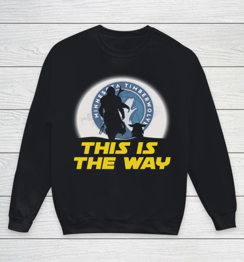 Minnesota Timberwolves NBA Basketball Star Wars Yoda And Mandalorian This Is The Way Youth Sweatshirt