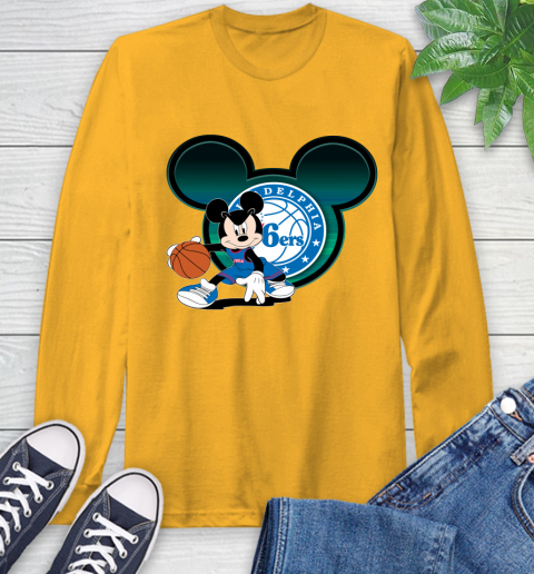 NBA Philadelphia 76ers Mickey Mouse Disney Basketball Long Sleeve T-Shirt 3