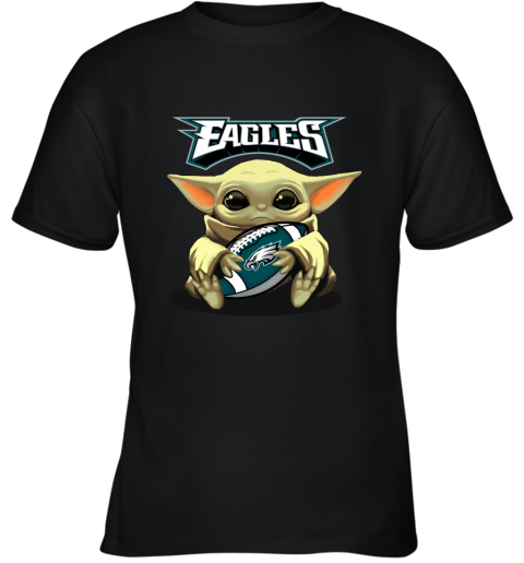 Baby Yoda Loves The Philadelphia Eagles Star Wars NFL Youth T-Shirt