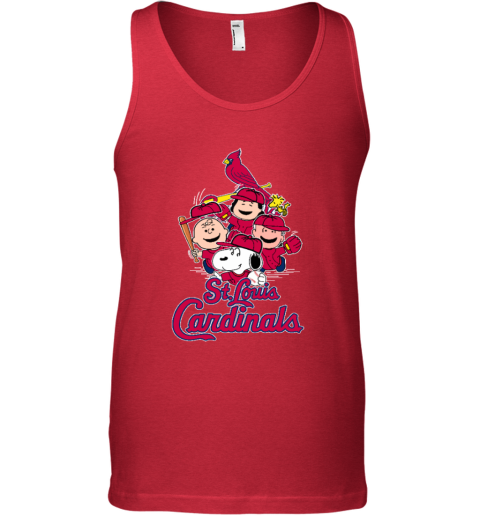 St.Louis Cardinals Snoopy Charlie Brown Woodstock The Peanuts 1s2i stlouis cardinals snoopy charlie brown woodstock the peanuts unisex tank 17 front red