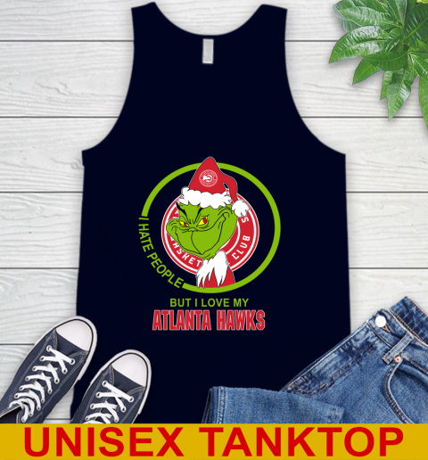 Atlanta Hawks NBA Christmas Grinch I Hate People But I Love My Favorite Basketball Team Tank Top 3