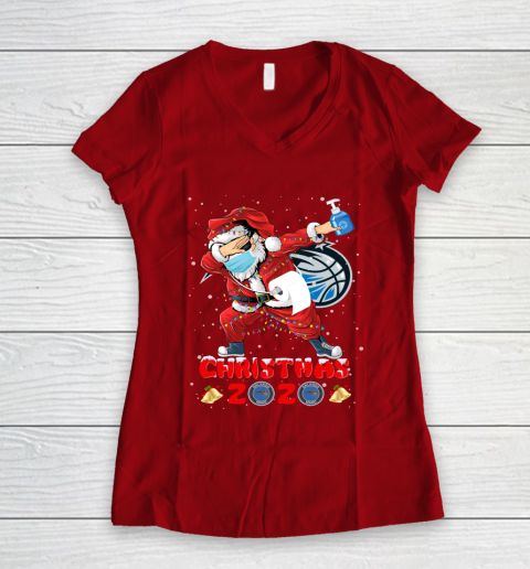 Orlando Magic Funny Santa Claus Dabbing Christmas 2020 NBA Women's V-Neck T-Shirt 8