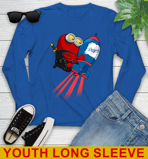 MLB Baseball Los Angeles Dodgers Deadpool Minion Marvel Shirt Youth Long Sleeve 10