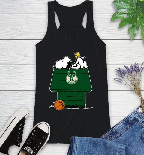 Milwaukee Bucks NBA Basketball Snoopy Woodstock The Peanuts Movie Racerback Tank 2